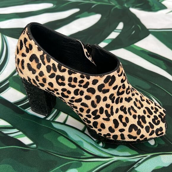 Shoes of Prey brown and black animal print booties with sparkle heels - Picture 2 of 11
